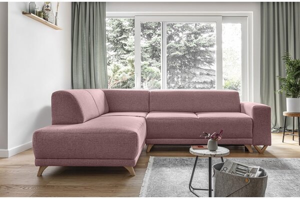 Różowy rozkładany/ze schowkiem narożnik (lewostronny/w kształcie litery L) Classy Sophie – Miuform