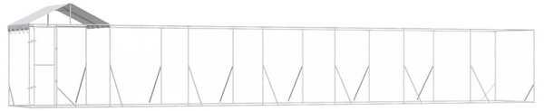 Kojec dla psa, z dachem, srebrny, 14x2x2,5m, stal galwanizowana