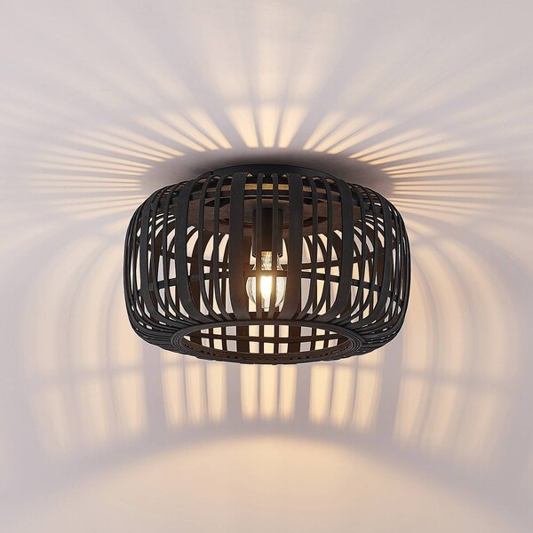 Lampa sufitowa Canyana Lindby, możliwość ściemniania, ciemne drewno, salon / jadalnia, drewno, dworkowy / rustykalny