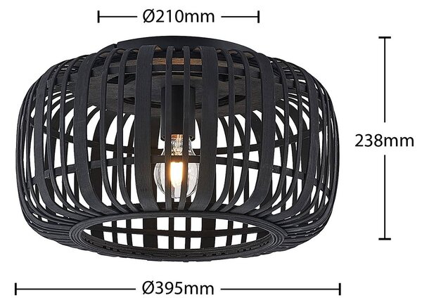 Lampa sufitowa Canyana Lindby, możliwość ściemniania, ciemne drewno, salon / jadalnia, drewno, dworkowy / rustykalny
