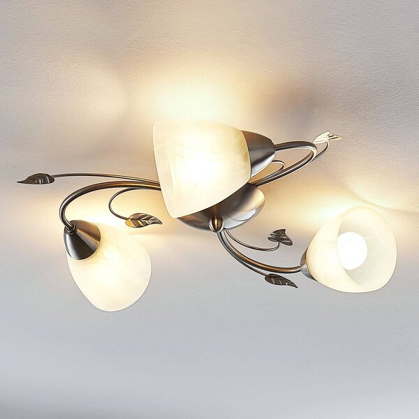 Lampa sufitowa Yannie Lindby, możliwość ściemniania, aluminiowy / szary / cynkowy, salon / jadalnia, metal, antyczny