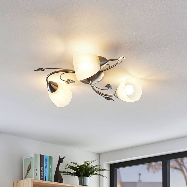 Lampa sufitowa Yannie Lindby, możliwość ściemniania, aluminiowy / szary / cynkowy, salon / jadalnia, metal, antyczny