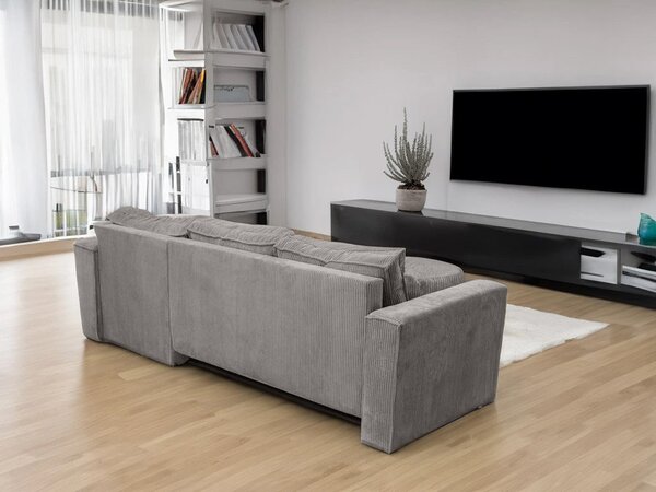 Rozkładana narożna sofa SMART COSARO jasno-szara, dwustronna + 2 poduszki GRATIS