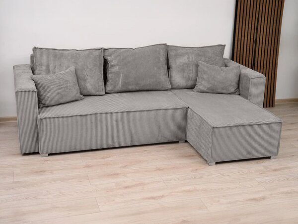 Rozkładana narożna sofa SMART COSARO jasno-szara, dwustronna + 2 poduszki GRATIS