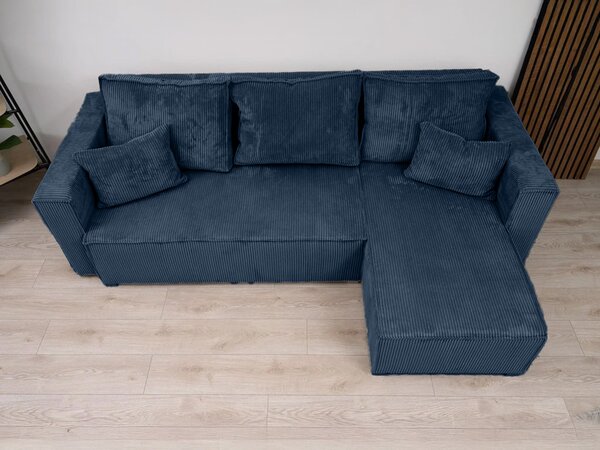 Rozkładana narożna sofa SMART COSARO granatowa, dwustronna + 2 poduszki GRATIS