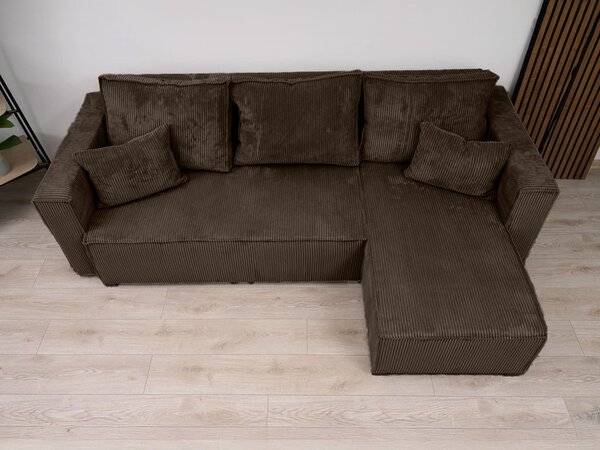 Rozkładana narożna sofa SMART COSARO ciemnobrązowa, dwustronna + 2 poduszki GRATIS