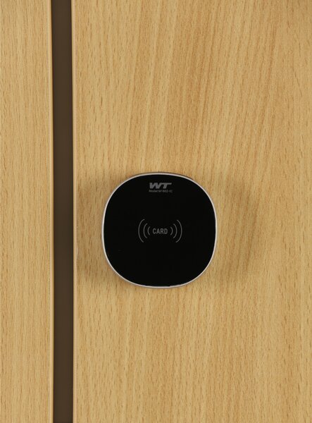 Szafa ubraniowa S1 obniżona 2-drzwiowa, 1500 x 600 x 500 mm, demontaż, zamek RFID, drzwi laminowane, drzwi laminowane, orzech