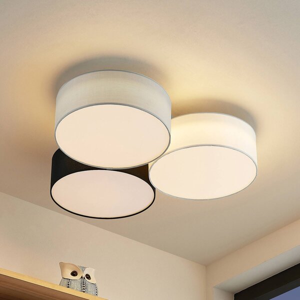 Lampa sufitowa Janita Lindby, możliwość ściemniania, czarny, salon / jadalnia, tkanina / materiał / jedwab, nowoczesny