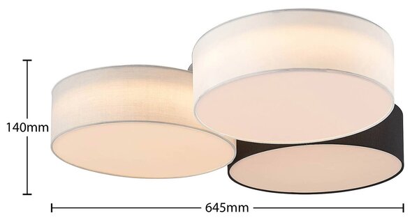 Lampa sufitowa Janita Lindby, możliwość ściemniania, czarny, salon / jadalnia, tkanina / materiał / jedwab, nowoczesny