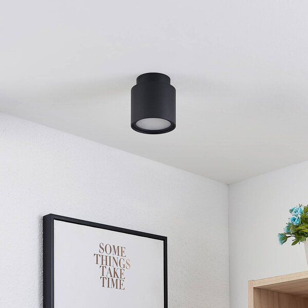 Arcchio lampa sufitowa Walisa, Ø 10 cm, czarny, dyfuzor, GU10 Walisa Arcchio, możliwość ściemniania, czarny, salon / jadalnia, aluminium, nowoczesny