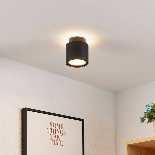 Arcchio lampa sufitowa Walisa, Ø 10 cm, czarny, dyfuzor, GU10 Walisa Arcchio, możliwość ściemniania, czarny, salon / jadalnia, aluminium, nowoczesny