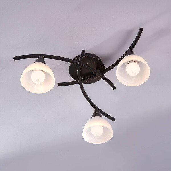 Lampa sufitowa Della Lindby, możliwość ściemniania, czarny, salon / jadalnia, szkło, dworkowy / rustykalny