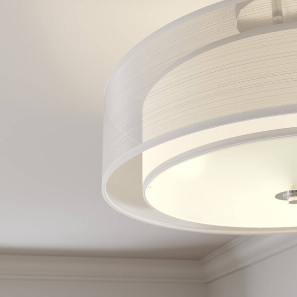 Lampa sufitowa PIKKA Lindby, możliwość ściemniania, biały / opal, salon / jadalnia, tkanina / materiał / jedwab, nowoczesny