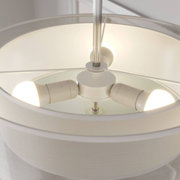 Lampa sufitowa PIKKA Lindby, możliwość ściemniania, biały / opal, salon / jadalnia, tkanina / materiał / jedwab, nowoczesny