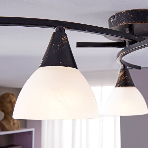 Lampa sufitowa Della Lindby, możliwość ściemniania, czarny, salon / jadalnia, szkło, dworkowy / rustykalny