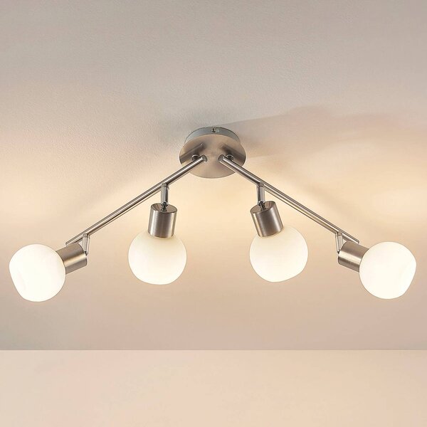 Lampa sufitowa Elaina Lindby, możliwość ściemniania, aluminiowy / szary / cynkowy, salon / jadalnia, metal, nowoczesny