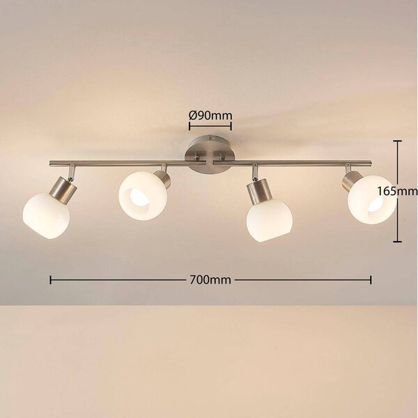 Lampa sufitowa Elaina Lindby, możliwość ściemniania, aluminiowy / szary / cynkowy, salon / jadalnia, metal, nowoczesny