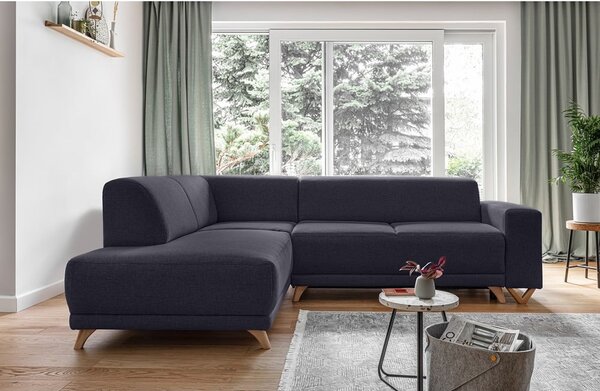 Antracytowy rozkładany/ze schowkiem narożnik (lewostronny/w kształcie litery L) Classy Sophie – Miuform
