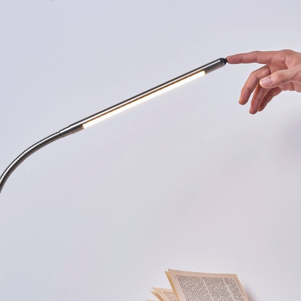 Lampka z klipsem LIONARD Lindby, aluminiowy / szary / cynkowy, biuro, metal, nowoczesny