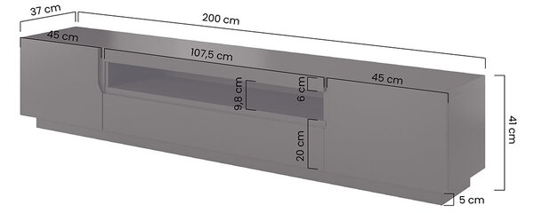 Szafka RTV Loftia 200 cm dwudrzwiowa z wnęką - artisan / czarny mat