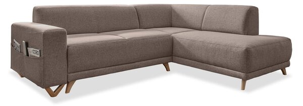 Brązowy rozkładany/ze schowkiem narożnik (prawostronny/w kształcie litery L) Classy Sophie – Miuform