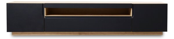 Szafka RTV Loftia 200 cm dwudrzwiowa z wnęką - artisan / czarny mat
