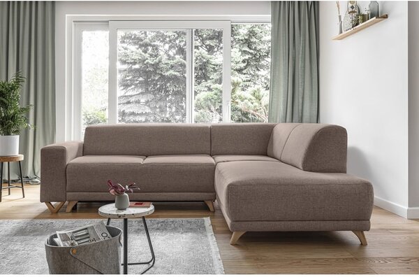 Brązowy rozkładany/ze schowkiem narożnik (prawostronny/w kształcie litery L) Classy Sophie – Miuform