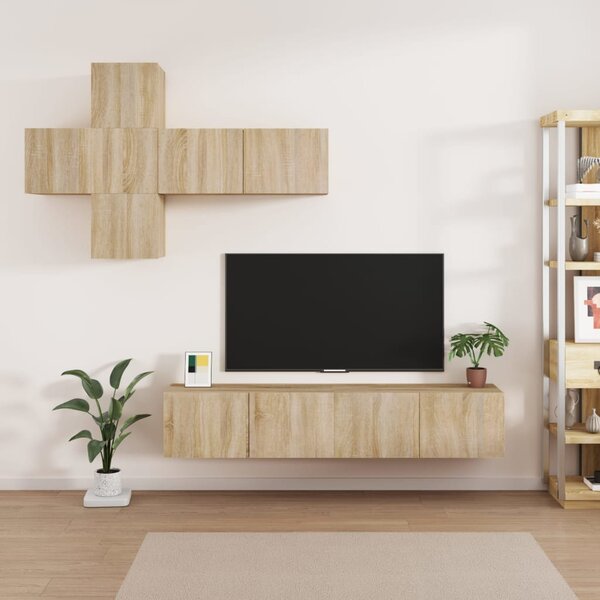 Zestaw 7 szafek TV, dąb sonoma, materiał drewnopochodny
