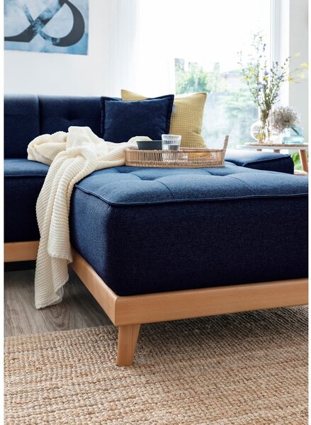 Granatowa rozkładana sofa w kształcie litery "U" Miuform Dazzling Daisy, lewostronna