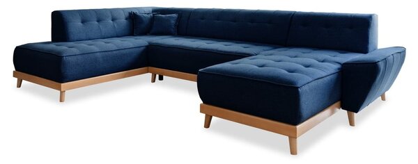 Granatowa rozkładana sofa w kształcie litery "U" Miuform Dazzling Daisy, lewostronna