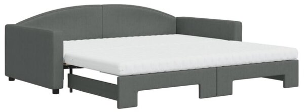 Sofa rozsuwana z materacami, ciemnoszara, 100x200 cm, tkanina