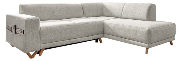 Beżowy rozkładany/ze schowkiem narożnik (prawostronny/w kształcie litery L) Classy Sophie – Miuform
