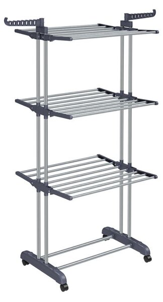 Suszarka na pranie ELTON z 4 poziomami na kółkach, 63,5x128x173cm, szary SongmicsHome