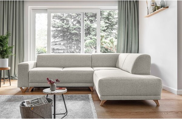 Beżowy rozkładany/ze schowkiem narożnik (prawostronny/w kształcie litery L) Classy Sophie – Miuform