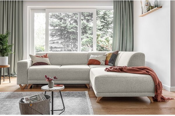 Beżowy rozkładany/ze schowkiem narożnik (prawostronny/w kształcie litery L) Classy Sophie – Miuform