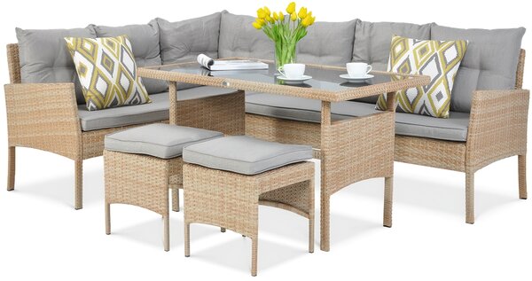 Narożnik z technorattanu CORTINA + FOTEL Beige