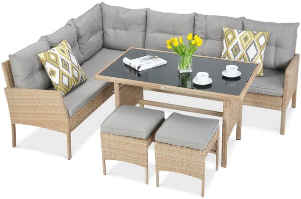 Narożnik z technorattanu CORTINA + FOTEL Beige