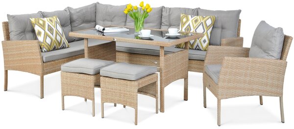 Narożnik z technorattanu CORTINA + FOTEL Beige