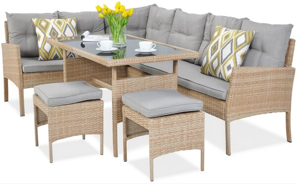 Narożnik z technorattanu CORTINA + FOTEL Beige