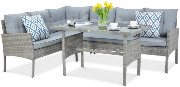 Narożnik z technorattanu CORTINA + FOTEL Dolphin Grey