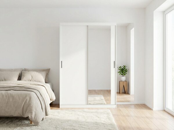 Szafa przesuwna z lustrem 150 cm BREGI biały mat