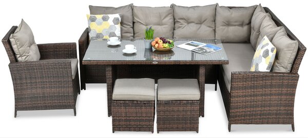 Narożnik z technorattanu IBIZA + FOTEL Brown