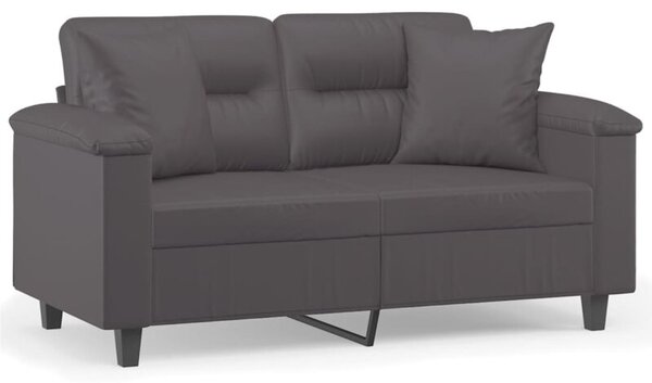 Sofa 2-osobowa z poduszkami, szara, 120 cm, sztuczna skÃ³ra