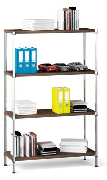 Chromowany regał z laminowanymi półkami, 1500 x 900 x 350 mm
