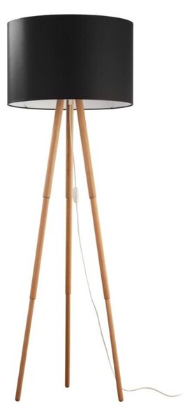 Lampa podłogowa TOKYO 5298 TK Lighting 148 cm – czarna z drewnem, skandynawska, E27, włącznik na przewodzie