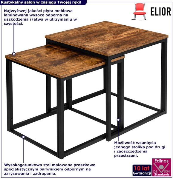 Zestaw 2 kwadratowych stolików kawowych 2w1 Z9-A54