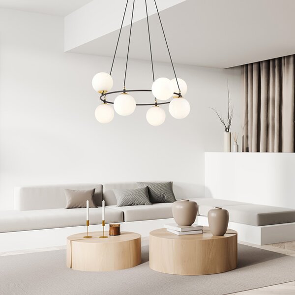 Nowoczesna lampa wisząca z mlecznymi kloszami - D110 D0-D86