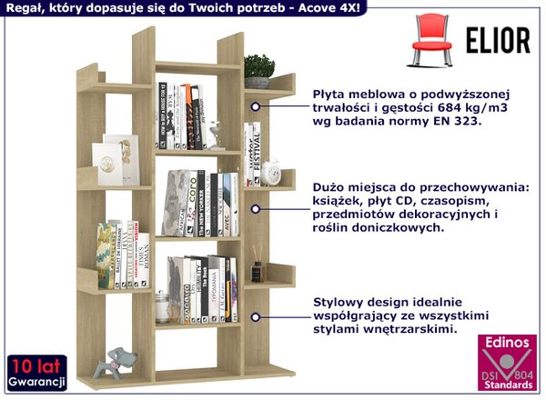 Nowoczesny regał z półkami dąb sonoma H0-G48