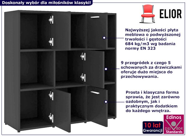 Czarny minimalistyczny regał W8-D38