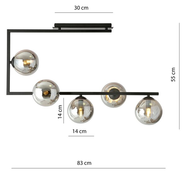 Industrialna lampa sufitowa z grafitowymi kloszami N3-M44